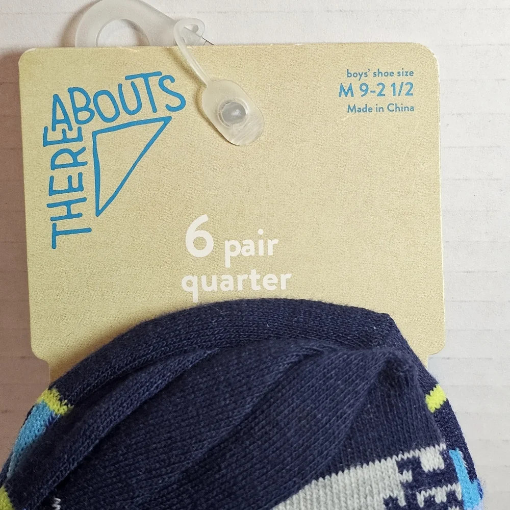 Thereabouts Quarters Boys Socks 6 Pair Socks New Package Blues Grays Age 5+